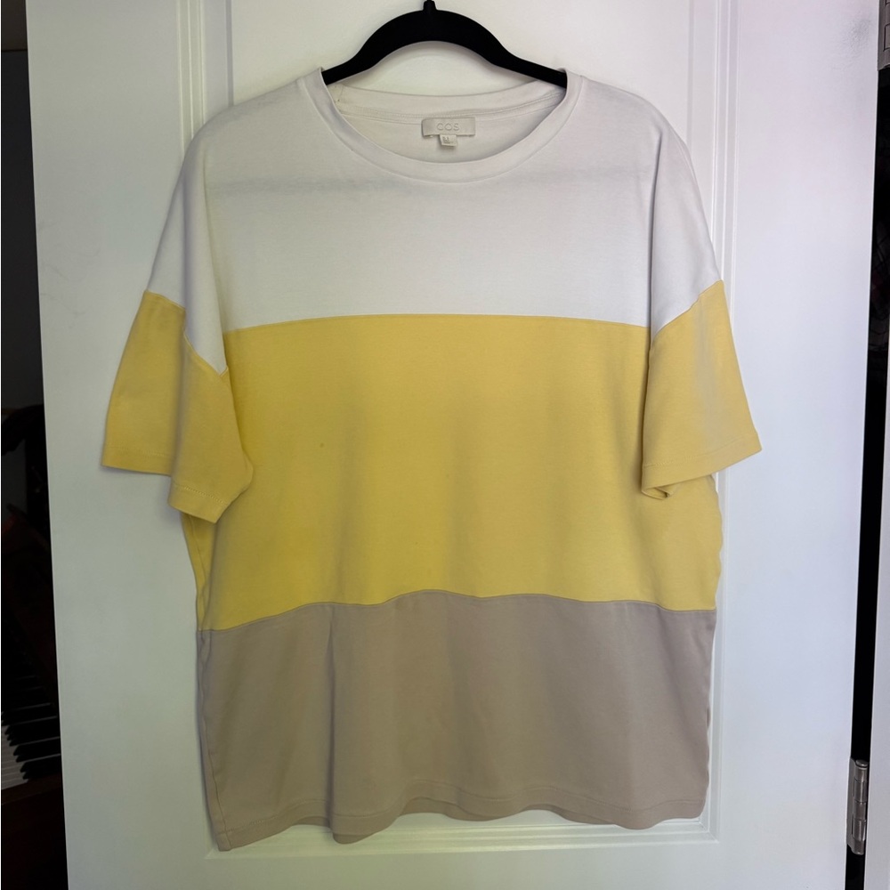 COS Colorblock Men's Shirt (S) -Yellow, White, and Tan